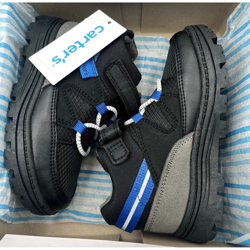Carter's Toddler Boys Slip-on Athletic Ankle Booties Size 9 Black Blue Gray